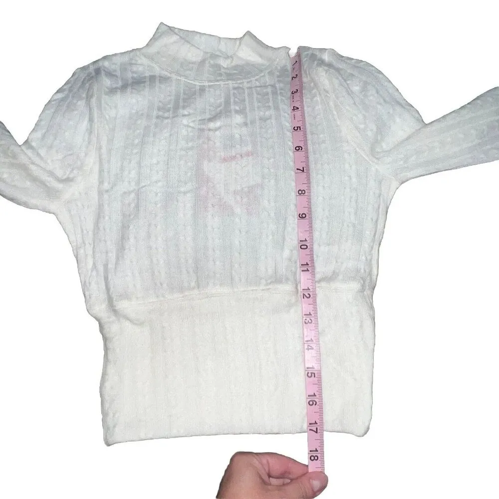 BOG BAND OF THE FREE RAQUEL IVORY‎ RIBBED KNIT PULLOVER SHIRT MOCK NECK SIZE XS - Image 7