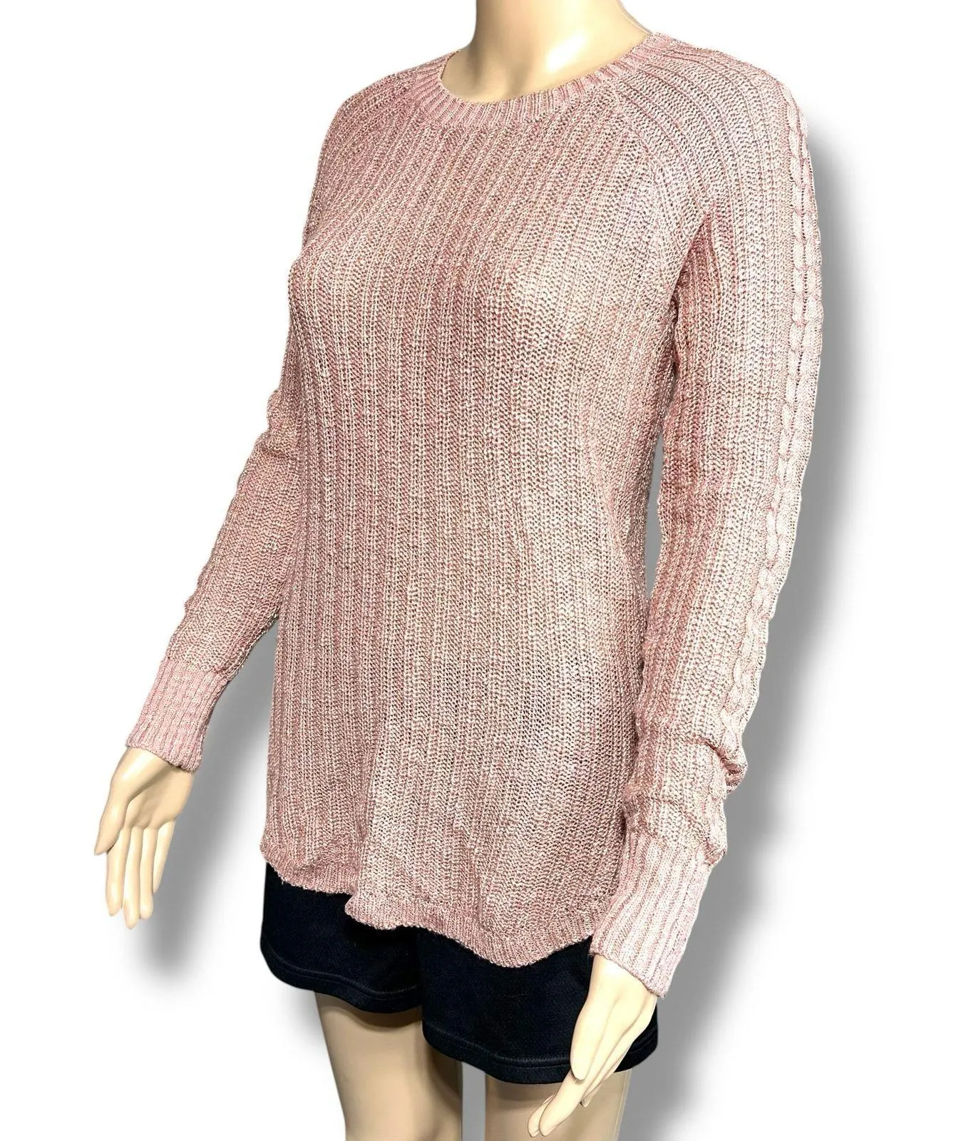 Pink Republic Womens Loose Knit Pullover Sweater Tunic Stretchy Mauve Pink Small - Image 5