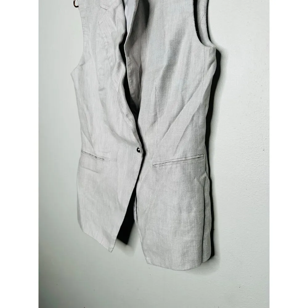 DEREK LAM 10 CROSBY Gray Linen Blend Sleeveless Taylor Vest Size 2 - Image 8