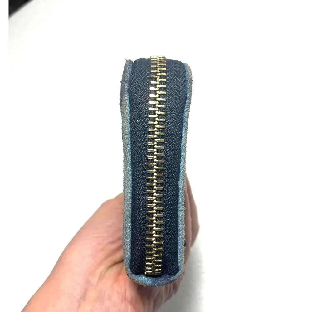 Aimee Kestenberg Denium Patchwork Zip-around Wallet Blue Leather Suede - Image 5