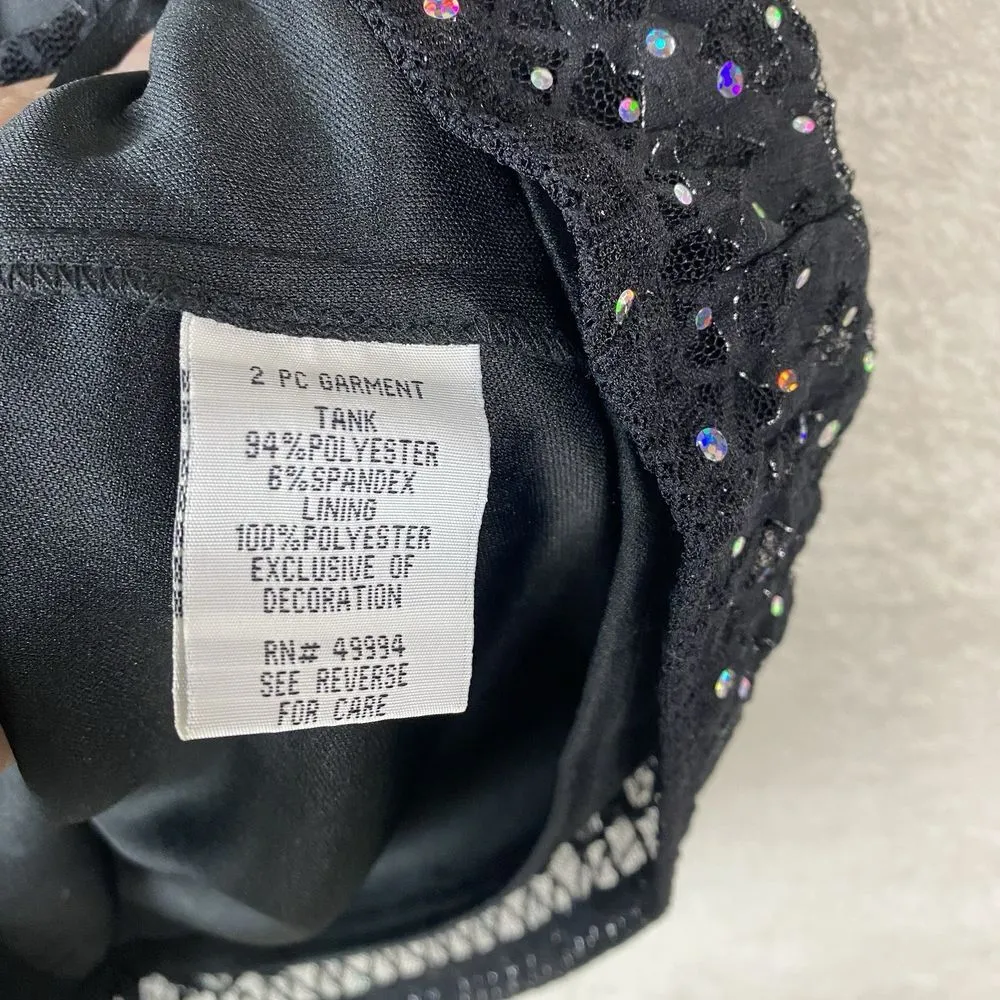 Vintage R&M Richards Women's Sequin Mesh Sleeveless Tank Top Size M Black Lined - Image 8