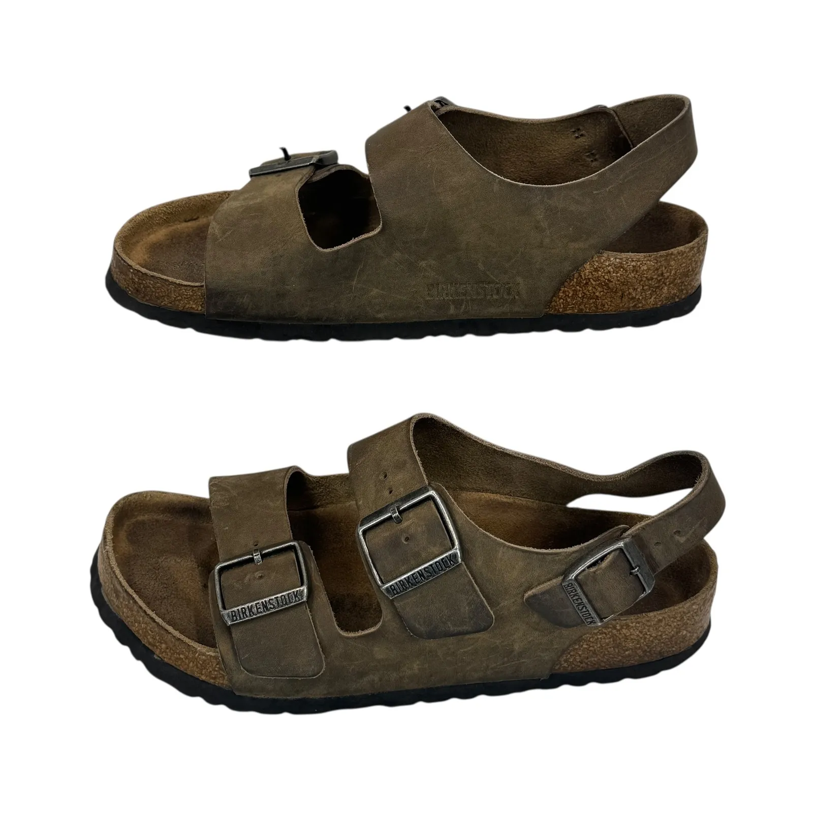 Birkenstock Milano Brown Oiled Leather Slingback Sandal Womens Approx sz 37 - Image 8