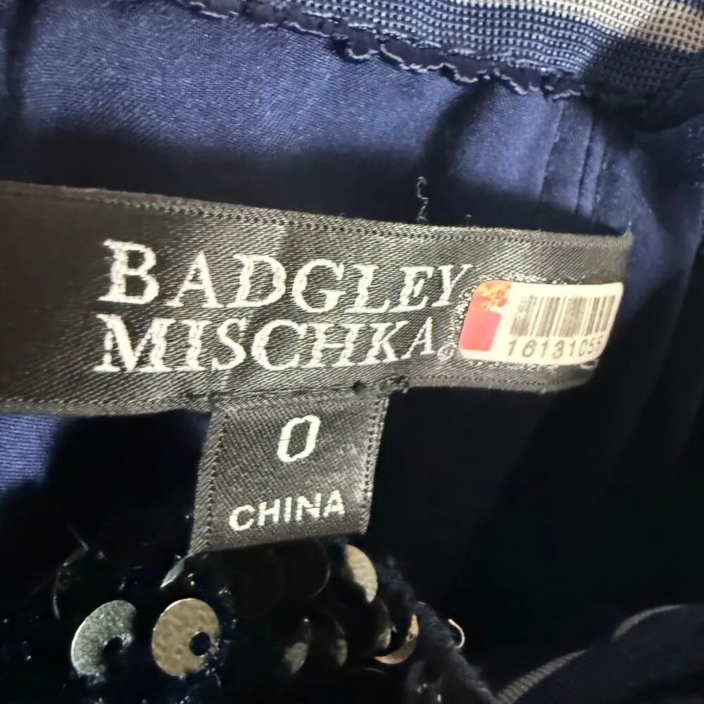 Badgley Mischka Navy Blue Rose Sequin Satin Sleeveless Cocktail Jumpsuit Size 0 - Image 11