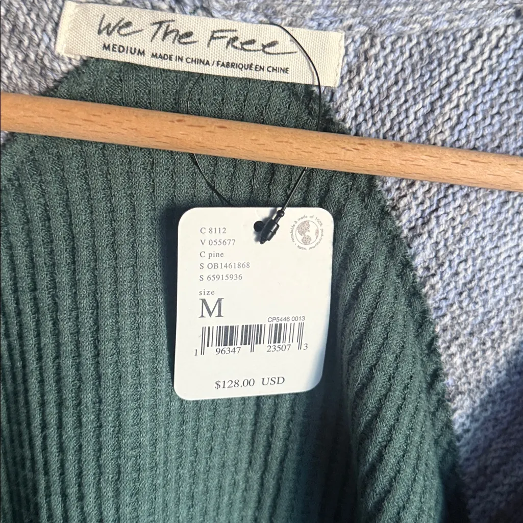 NEW free people Top sweet confession henley dried pine combo Medium - Image 5