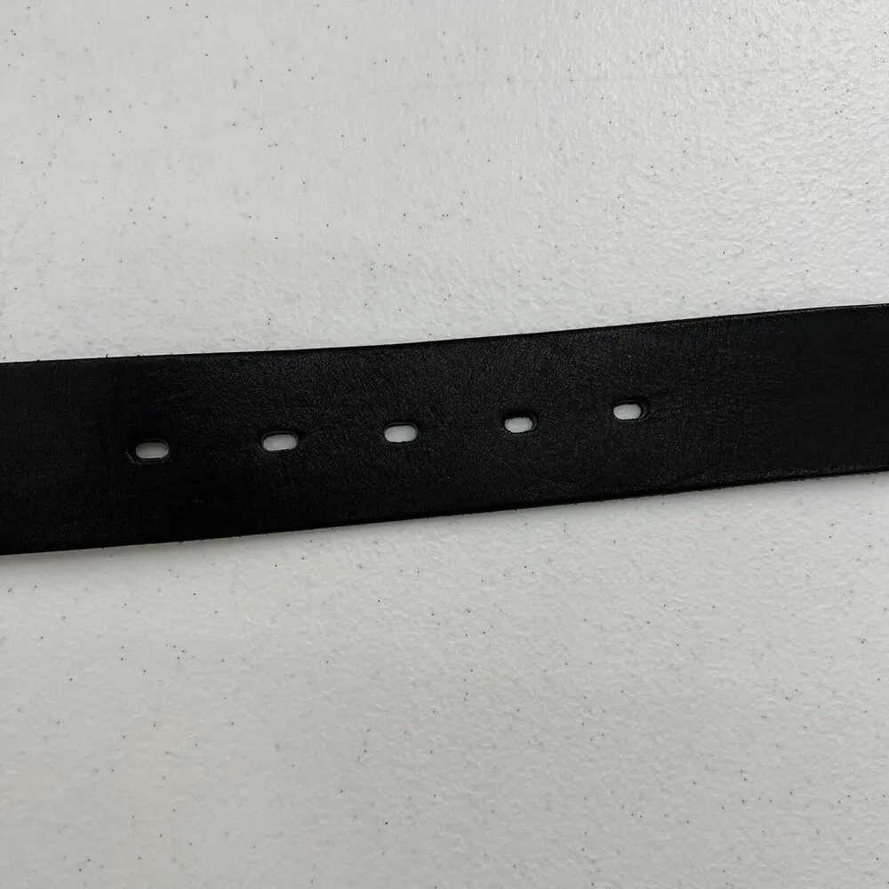 TALBOTS Size M Belt Leather Black Brass Buckle Timeless Adjustable Versatile - Image 6