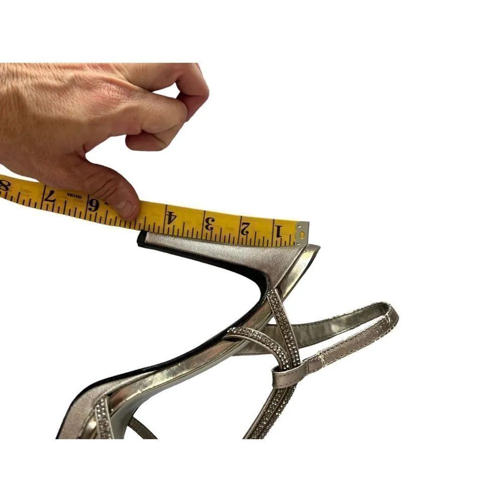 Caparros size 9 womens silver glitter strap heels 4” heels - Image 5