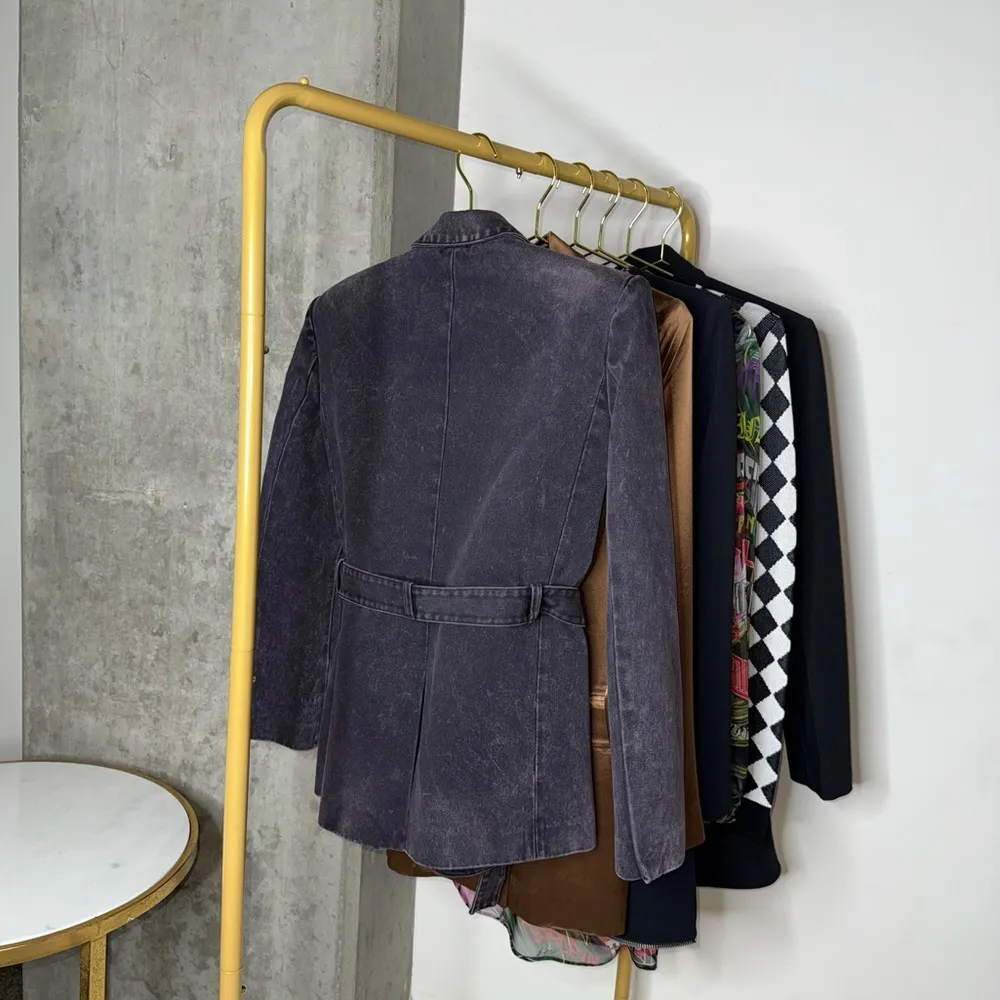 New Alexander Wang Self Belt Classic Boxy Blazer and High Waisted Slim Flare Set - Image 13