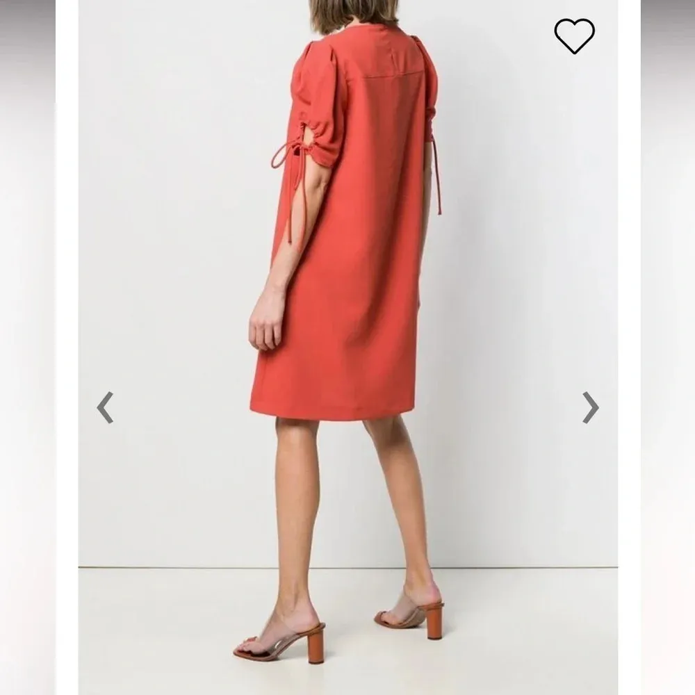 See By Chloé Peppery Red Keyhole Sleeve Dress Size US 4 French 36 - Image 3