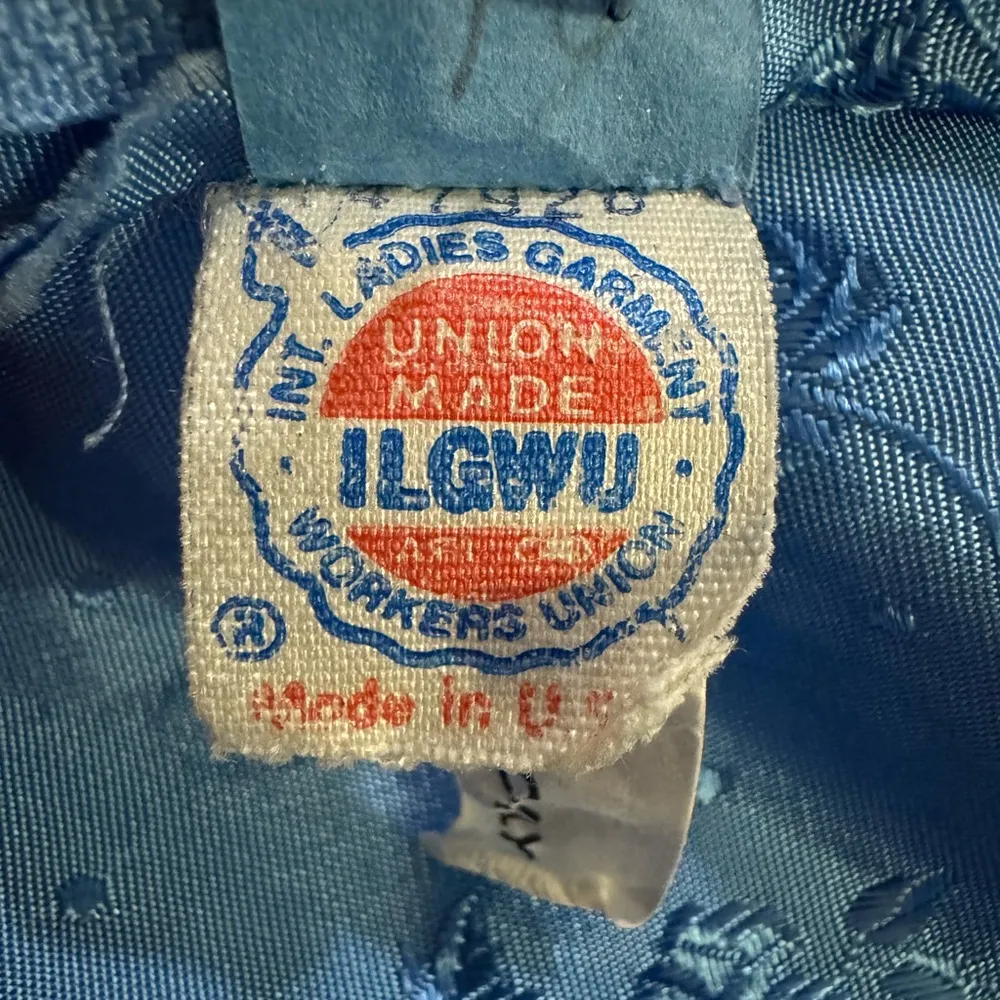 Vintage 70s Prairie Dress Blue Puff Sleeve‎ Floral ILGWU Union Made Size M - Image 5