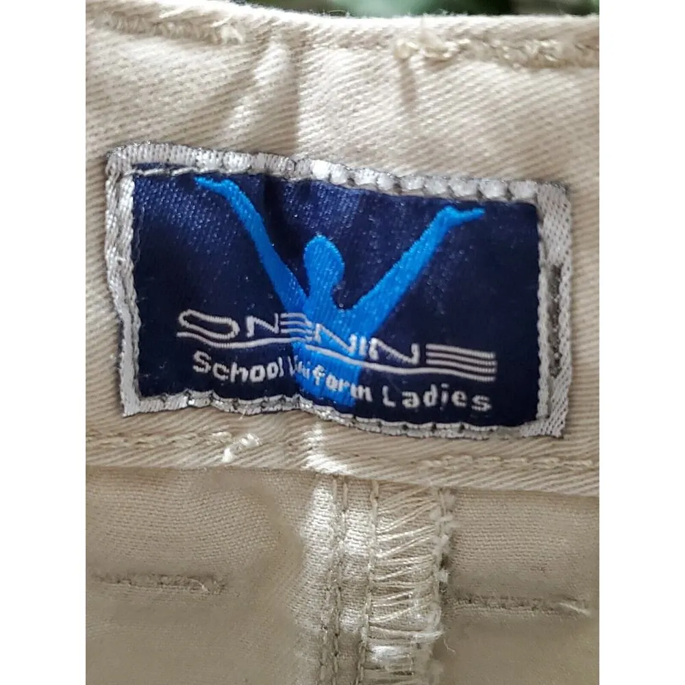 One Nine Women's Solid Beige Cotton Mid Rise Casual Uniform Pant W18/L32 Size 18 - Image 5