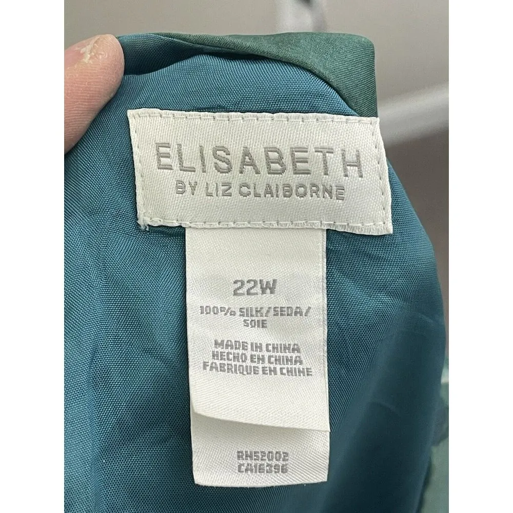 Elisabeth Liz Claiborne Vtg Dress Women 22 Green Maxi Print Shoulder‎ Pad B-R - Image 6