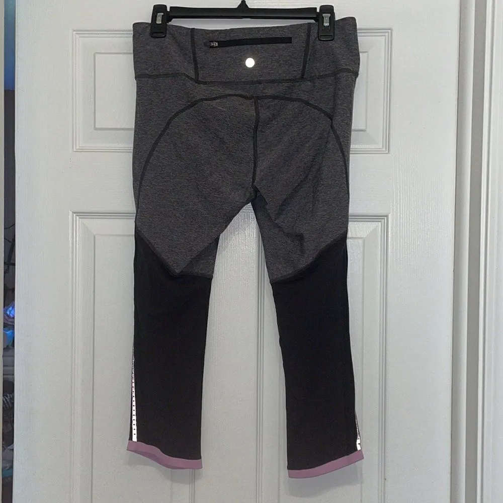 Lululemon Pace Pusher Crop Heathered Black / Black / Raspberry Glo Light - Image 2
