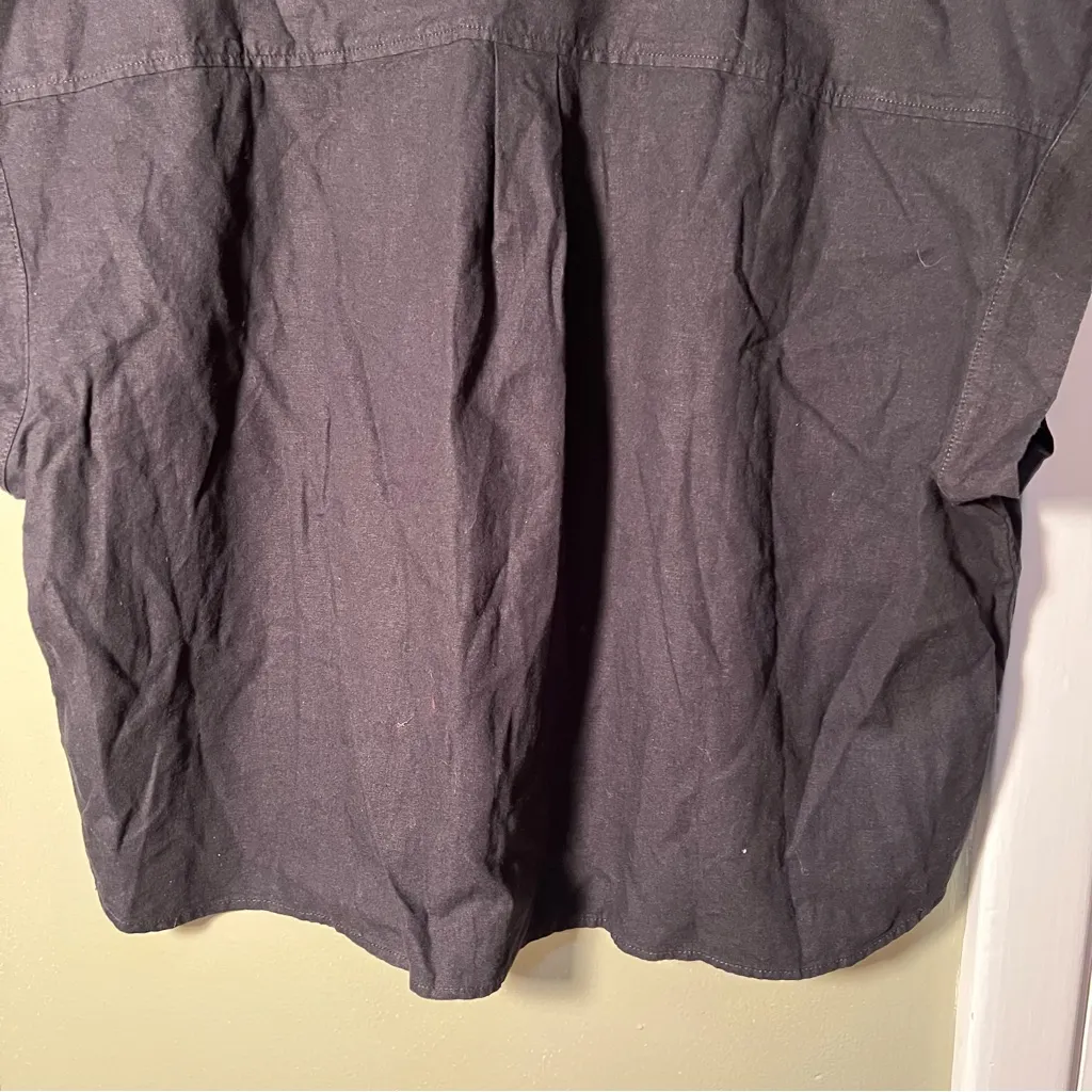 Gap Linen-Blend Crop Shirt True Black L - Image 9