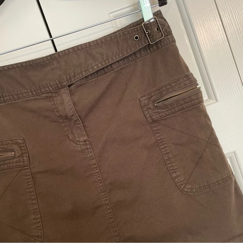 Vtg Y2K INC Cargo Zip Mini Skirt Sz Medium Dark Olive Green - Image 6