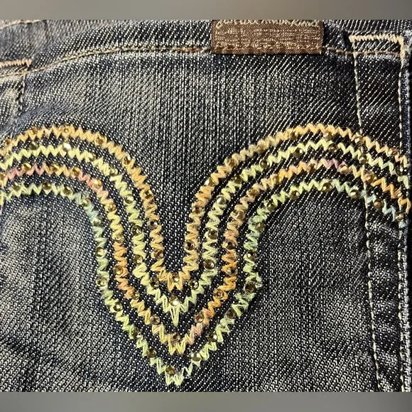 7 For All Mankind  Straight Leg ‎ Jewel Embellished Back Pockets Size 24 Jeans - Image 5