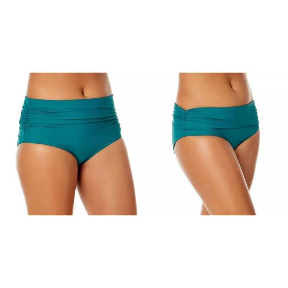 Anne Cole Bikini Bottom Convertible High Waist Shirred Ocean Green XL - Image 4