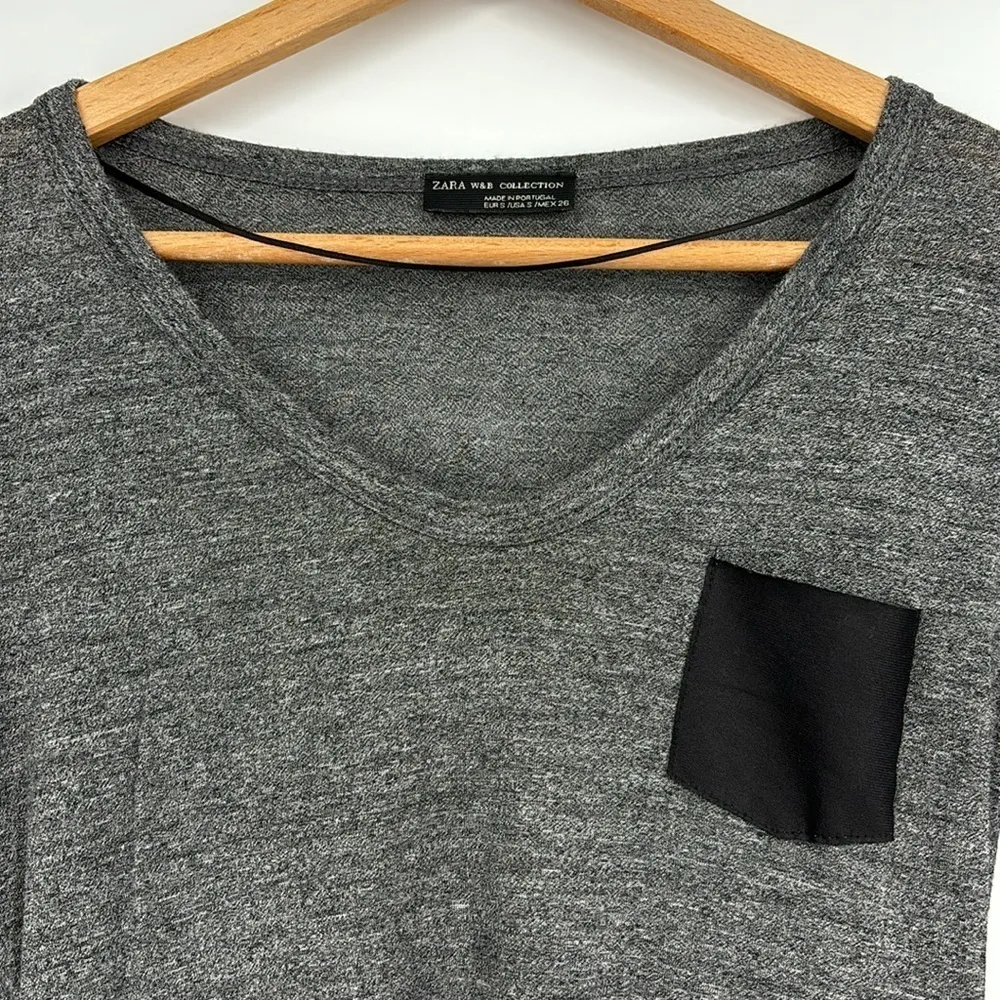 Zara W&B Collection 3/4 Sleeve Two-Tone Top Women’s Size Small in Black & Gray - Image 2