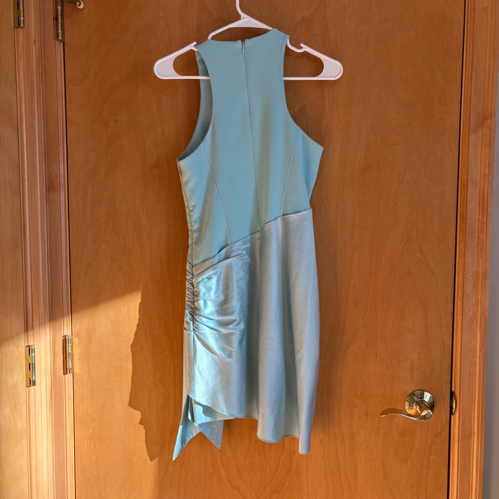 Cinq Sept Windsor Dress Aqua Blue Sleeveless Tie Waist Cocktail Size 4 - Image 9