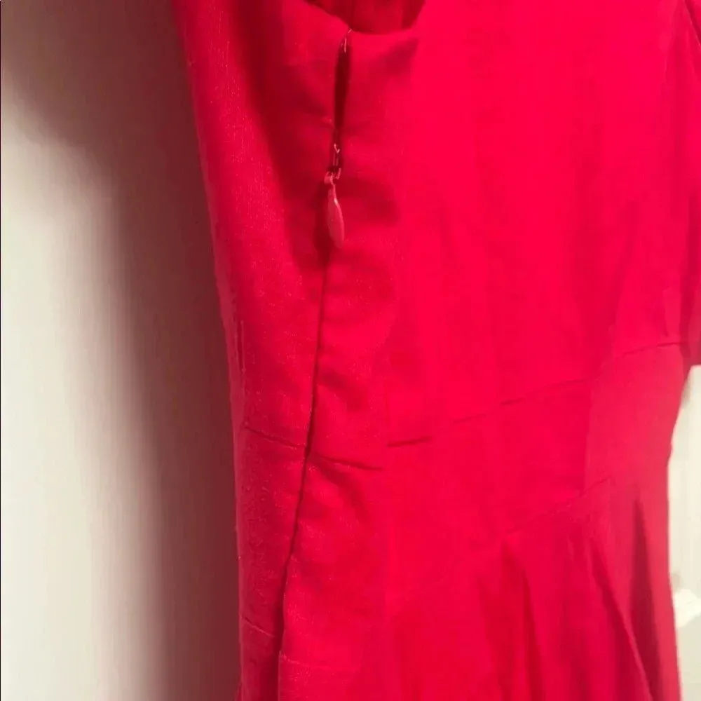 House of Harlow Pink Puff Sleeve Fit Flare Linen Blend Dress Size 4 - Image 11