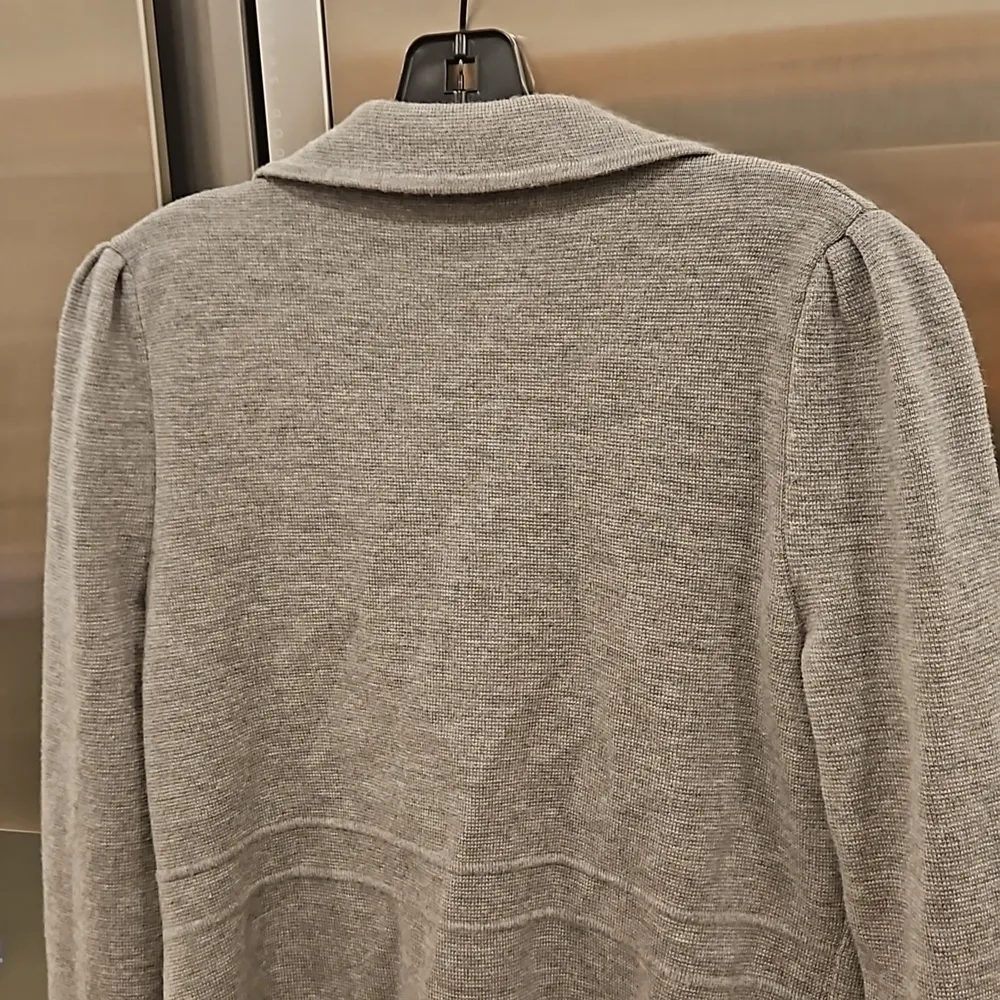 💕TALBOTS PETITE💕 100% Pure Merino Wool Sweater Blazer Gray Medium Petite NWOT - Image 6