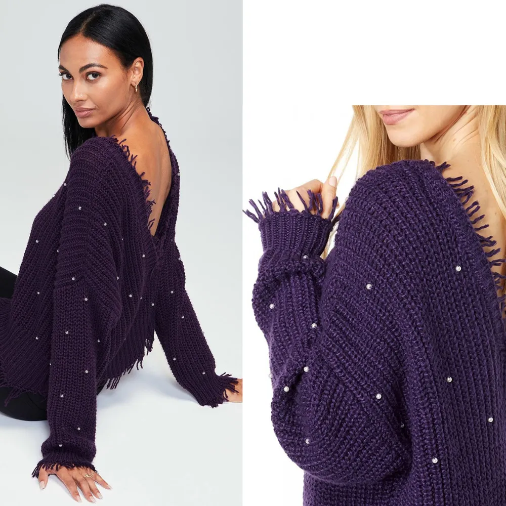 Wildfox String Of Pearls Palmetto Sweater Womens Sweaters Purple Size Sz Md $128 - Image 5