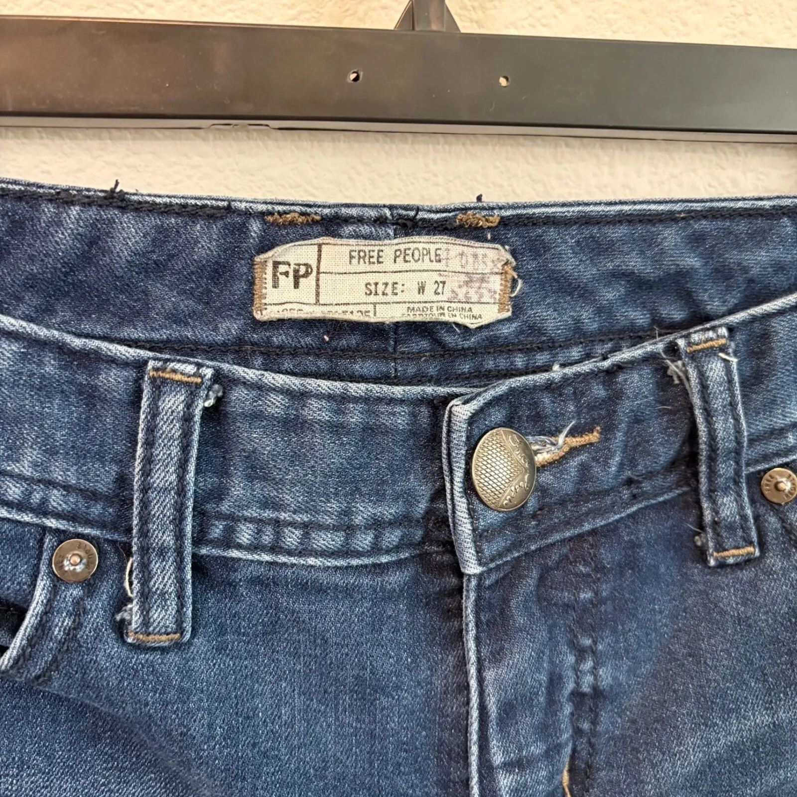 Free People Distressed‎ Ankle Skinny Jeans Ripped Dark Wash Denim W27 - Image 3