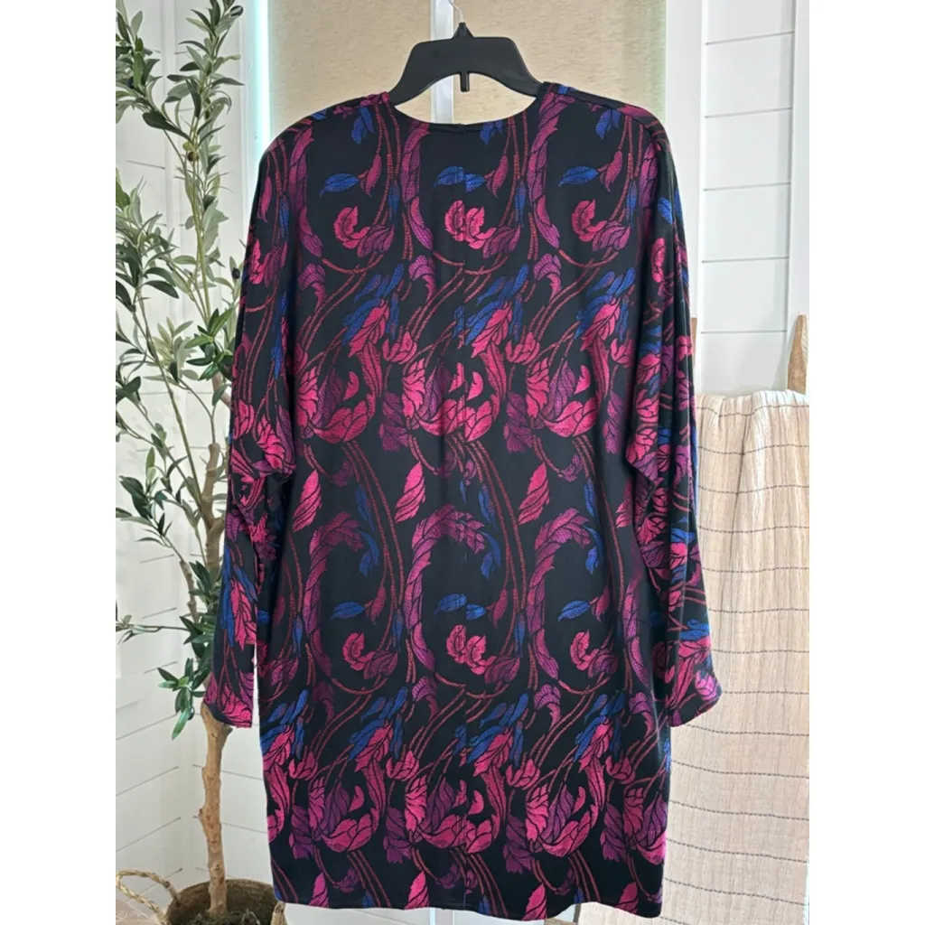 Women's Dalton Black Pink Purple Floral Royal Open Front Cardigan Vintage, 10 - Image 3