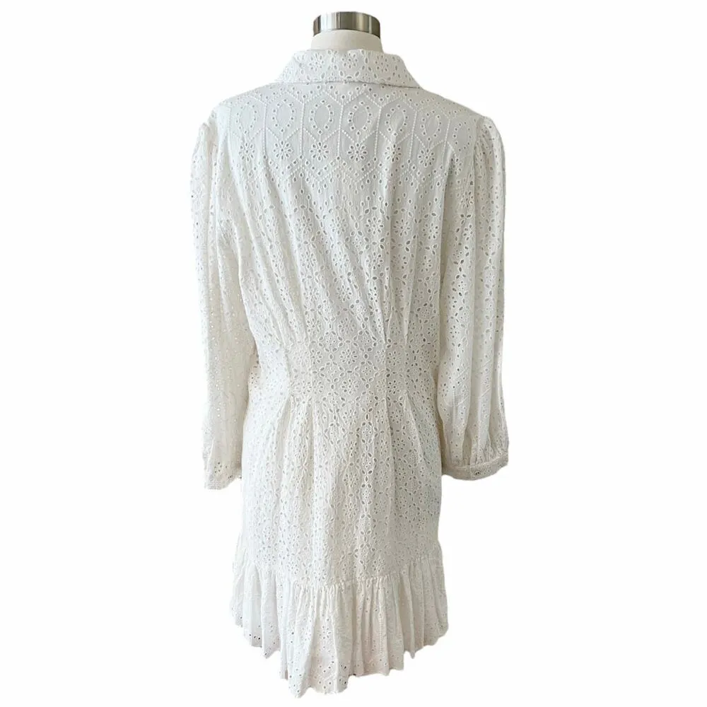 VERONICA BEARD Kylan Dress Mini Button Down Collared Cotton White Long Sleeve 12 - Image 8