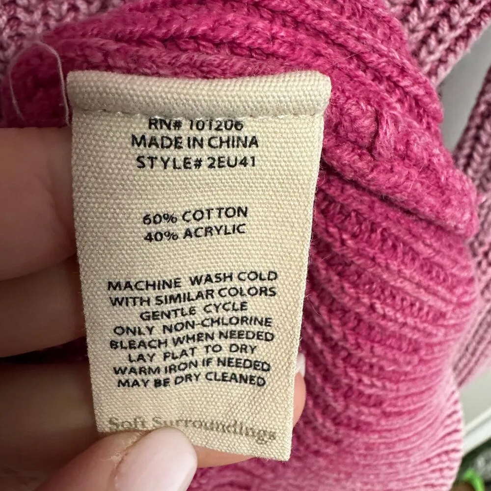 Soft Surroundings Womens Wilde Fiery Fuchsia Pink V Neck Sweater Size Medium - Image 7