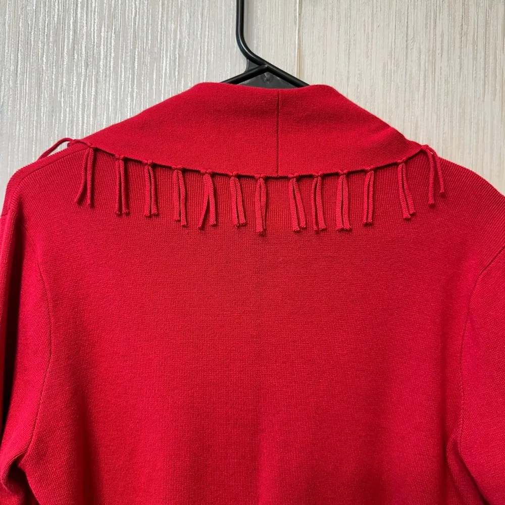 Chico's Red Fringe Cardigan Sweater - Image 5