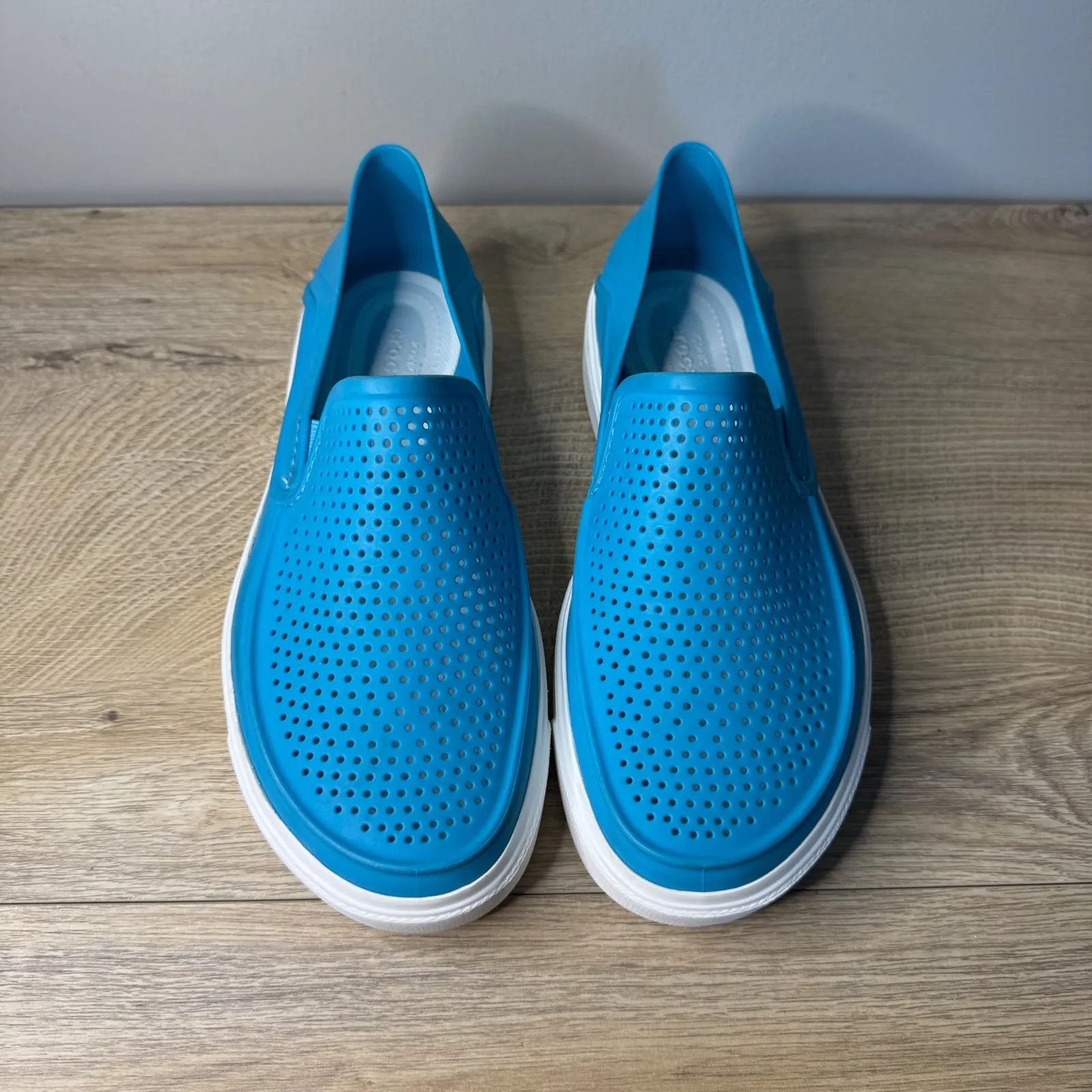 Crocs CitiLane Roka Shoes Blue White Perforated Slip-On Loafer Womens‎ 8 Comfort - Image 4