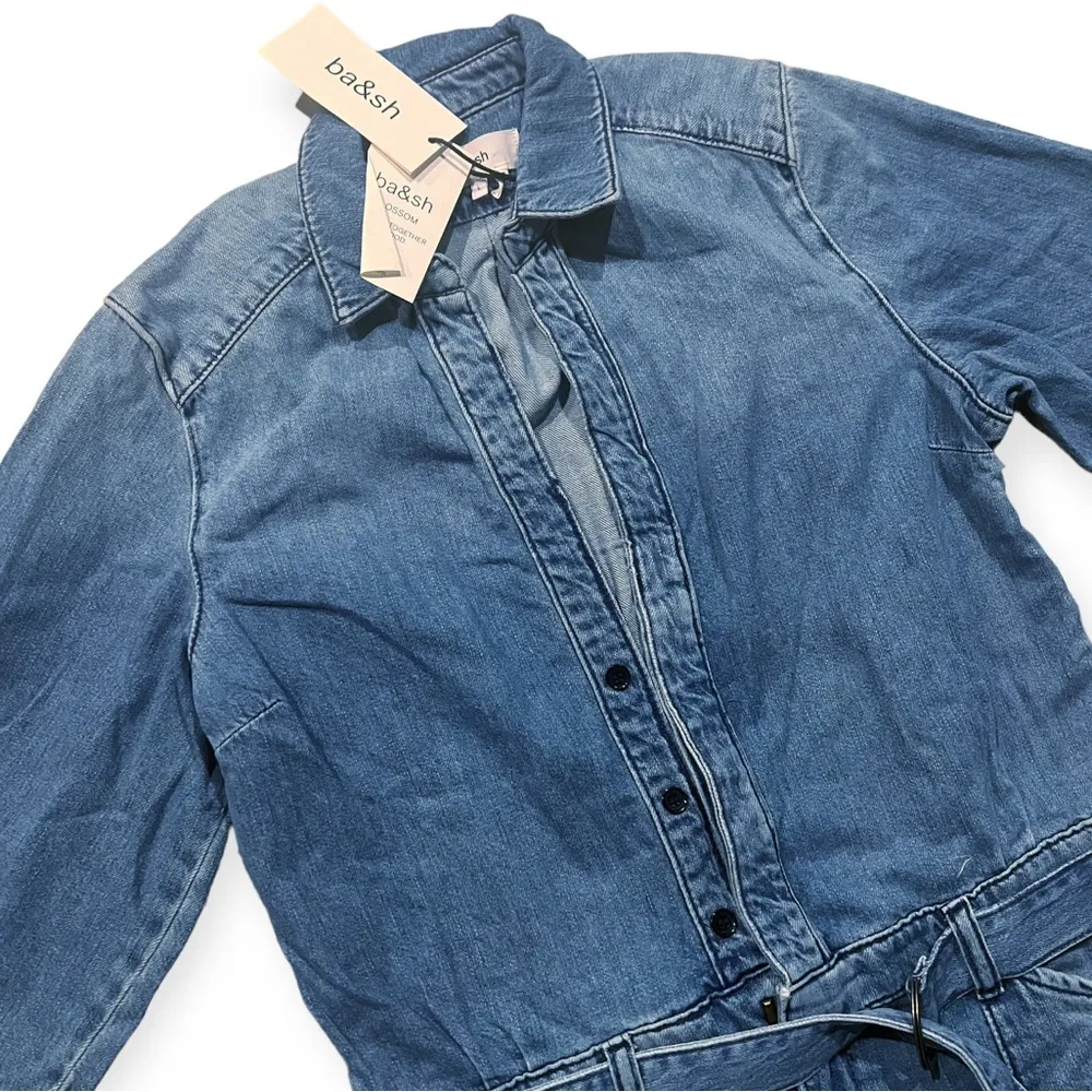 Ba&sh Combinaison Frida Denim Jumpsuit, Blue Size L New with Tag Retail $345.00 - Image 10