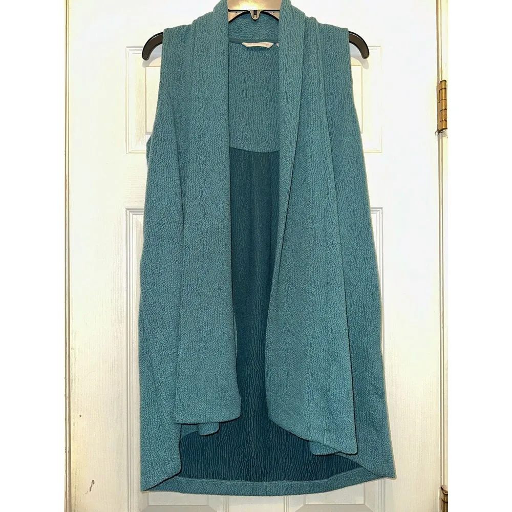 Soft Surroundings size XS Vest Shawl Collar Duster Length‎ Layering Topper Green - Image 4
