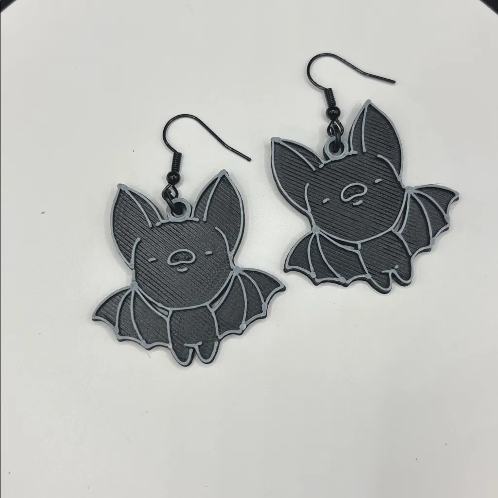 Bat Earrings – Spooky Gothic Halloween Jewelry Black - Image 2