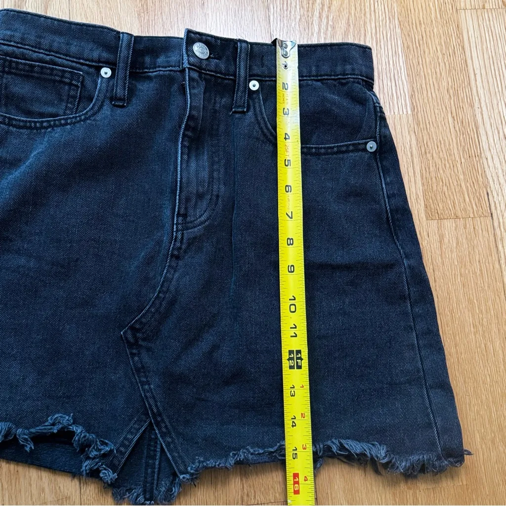 Madewell Rigid Denim A-Line Skirt Charcoal Gray 26 EUC Goth Grunge Witchy Frayed - Image 8