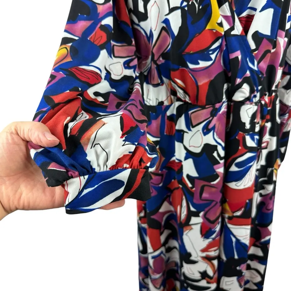 Eloquii Kimono Maxi Faux Wrap Dress Hawaiian Floral Long Sleeve Plus Size 18 - Image 5