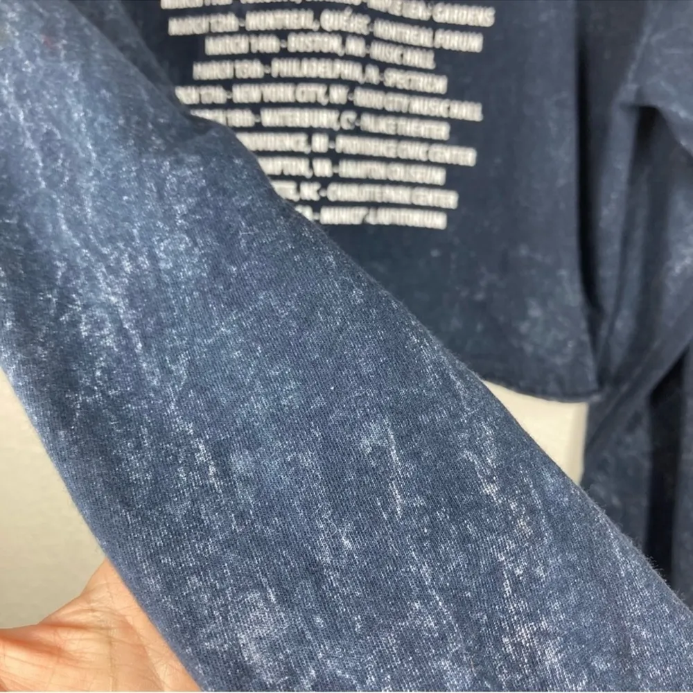 Pink Floyd Cropped Long Sleeve Tee Shirt Blue Cotton Band Tee Tie Dye Size S / M - Image 10