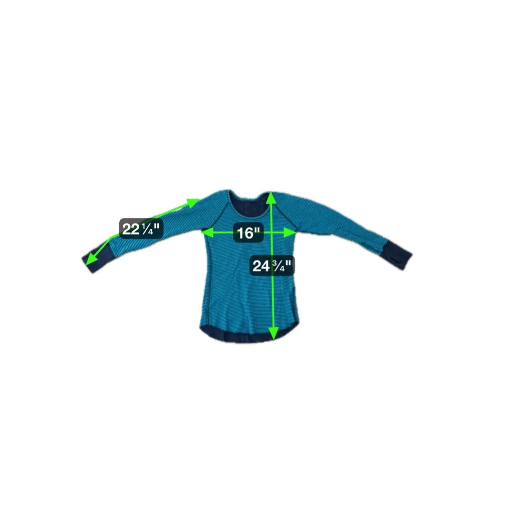 Lululemon Athletica Teal Navy Reversible Open Your Heart Striped Long Sleeve | 6 - Image 4