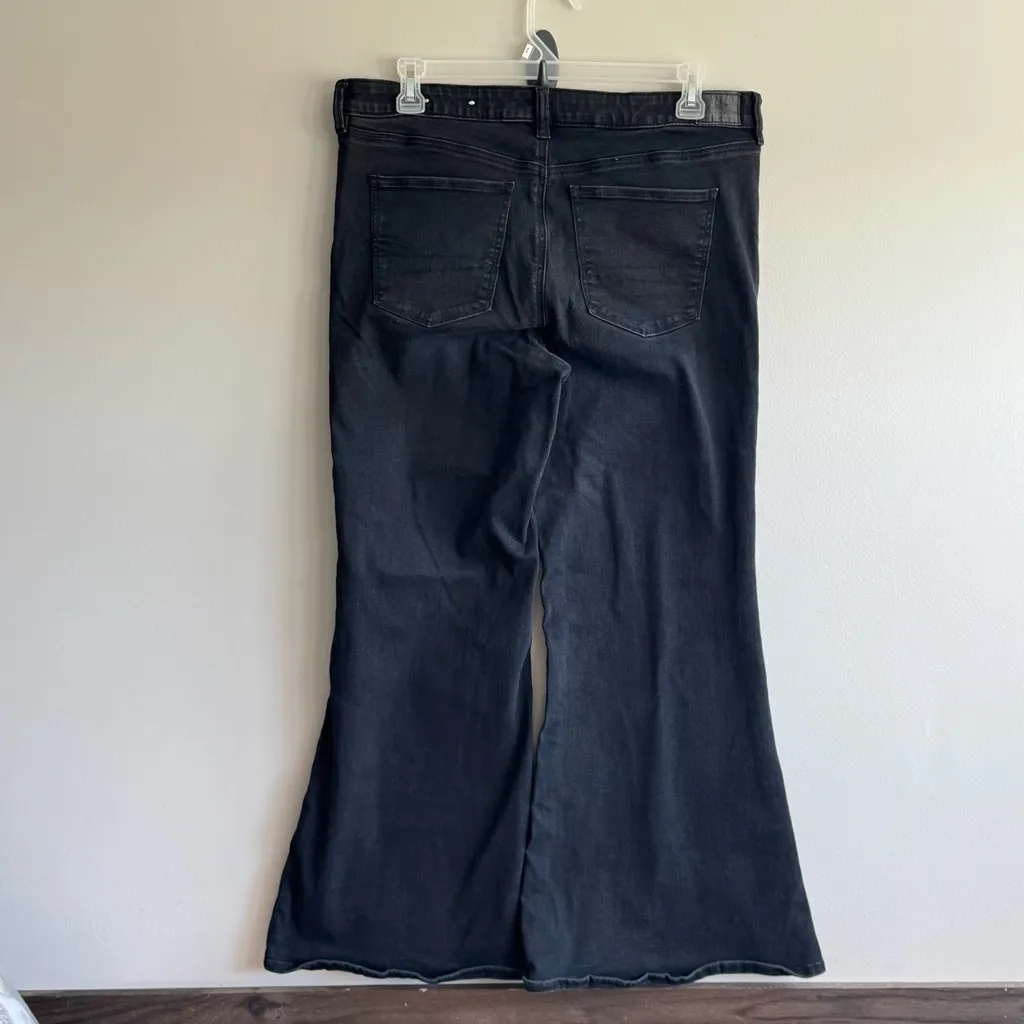 American Eagle  Black Flared Jeans with Button Fly Women’s Size 18 - Image 2