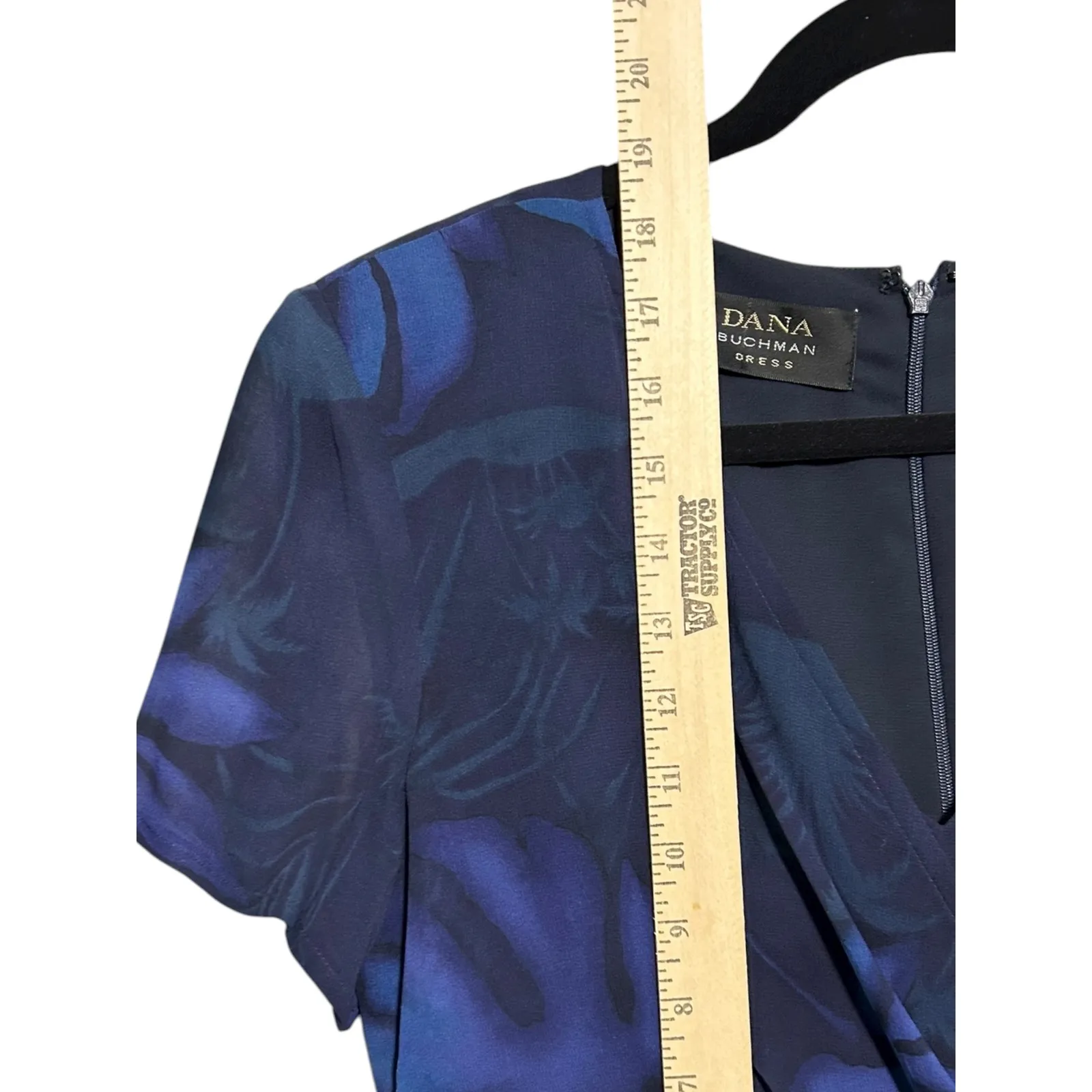 Dana‎ Buchman Navy Blue Wrap Floral Print Silk Maxi Midi Dress Women's Sz 6 - Image 8