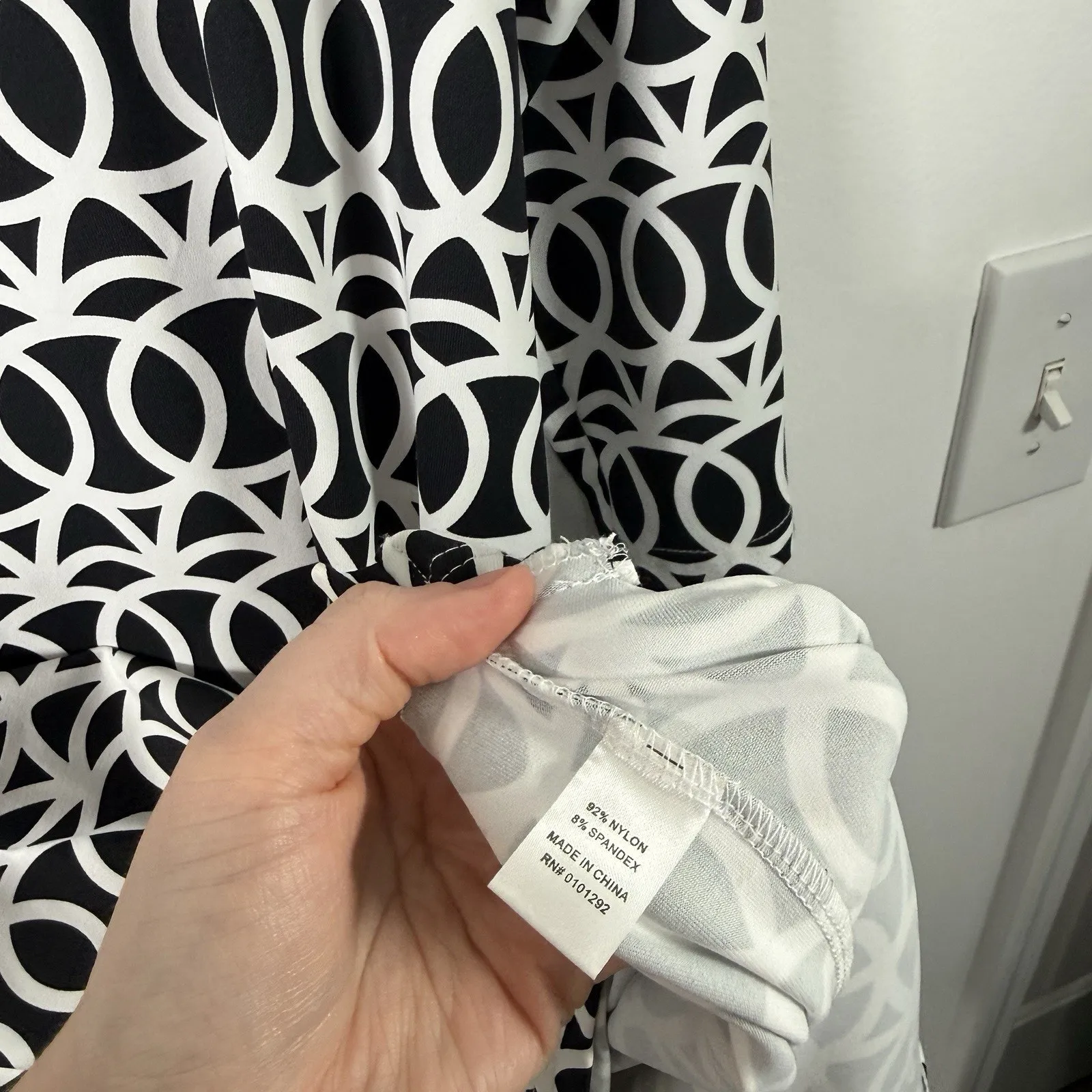 Lulu B Black Geometric 3/4 Sleeve Travel Dress Resort Preppy Stretch Womens Lrg - Image 5