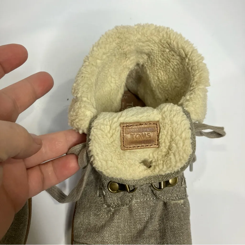 Toms highland botas fleece lined lace up boots gray cream‎ women’s size 7 casual - Image 7