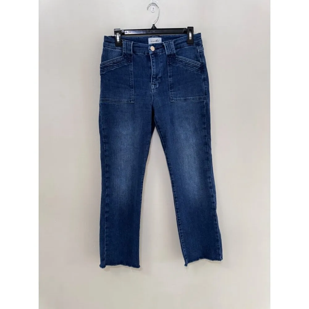 FRAME Le High Straight Trapunto Aurora Jean Size 29 - Image 3
