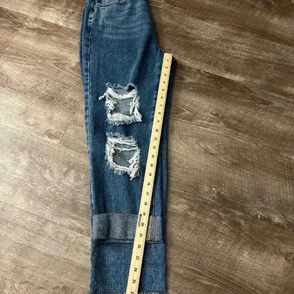 PacSun High Rise Straight Leg Jeans Button Fly Shauna Blue Raw Hem size 27 - Image 2