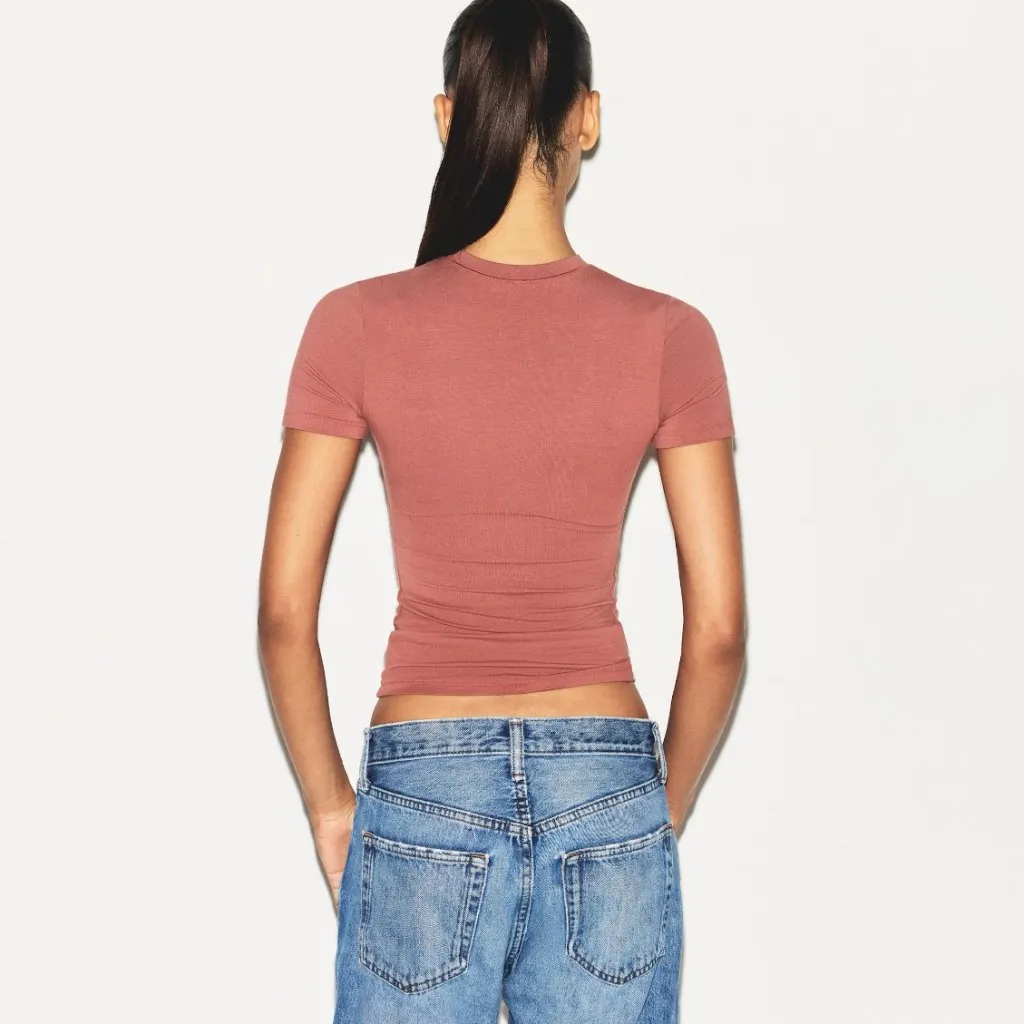 Skims Cotton Jersey T-Shirt in Redwood, Size Large - Image 3