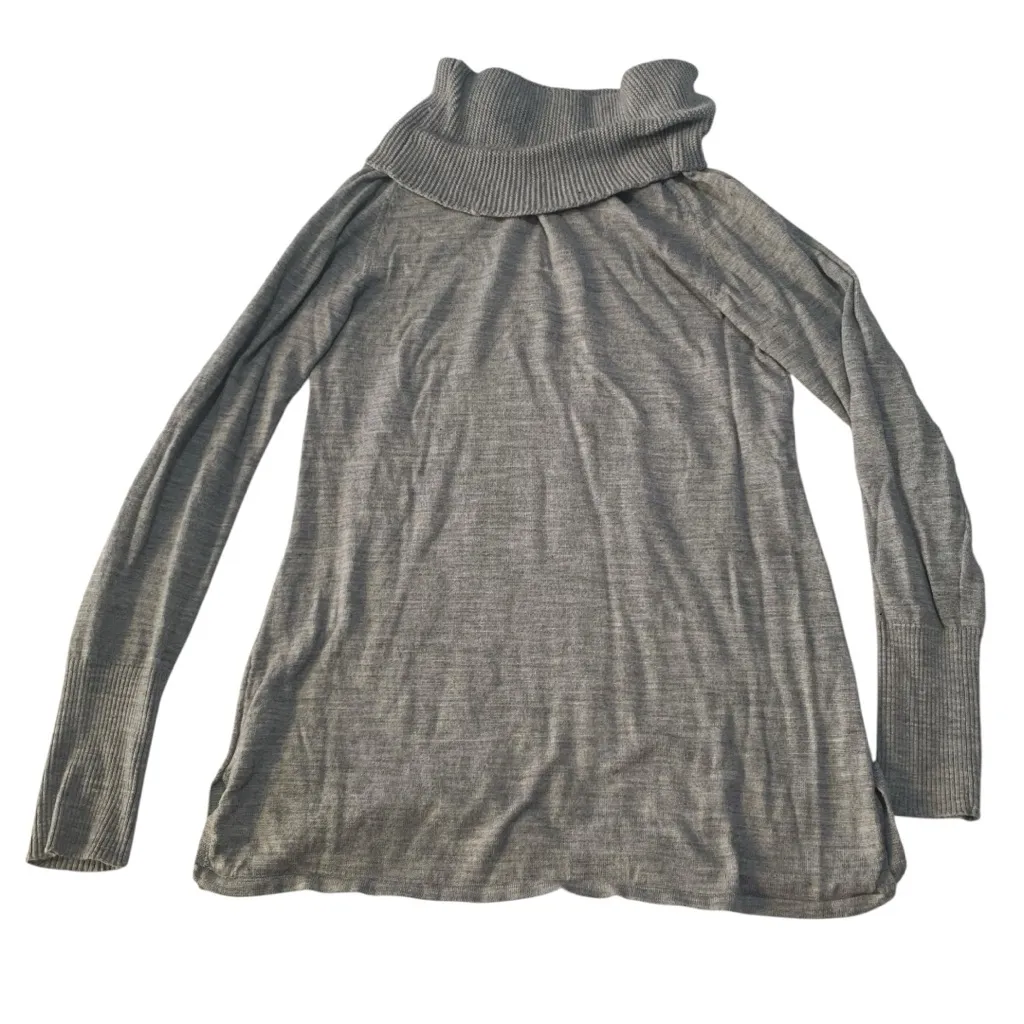 Smartwool size large wool Heather Gray Knit cowl neck long sleeve Pullover shirt - Image 2