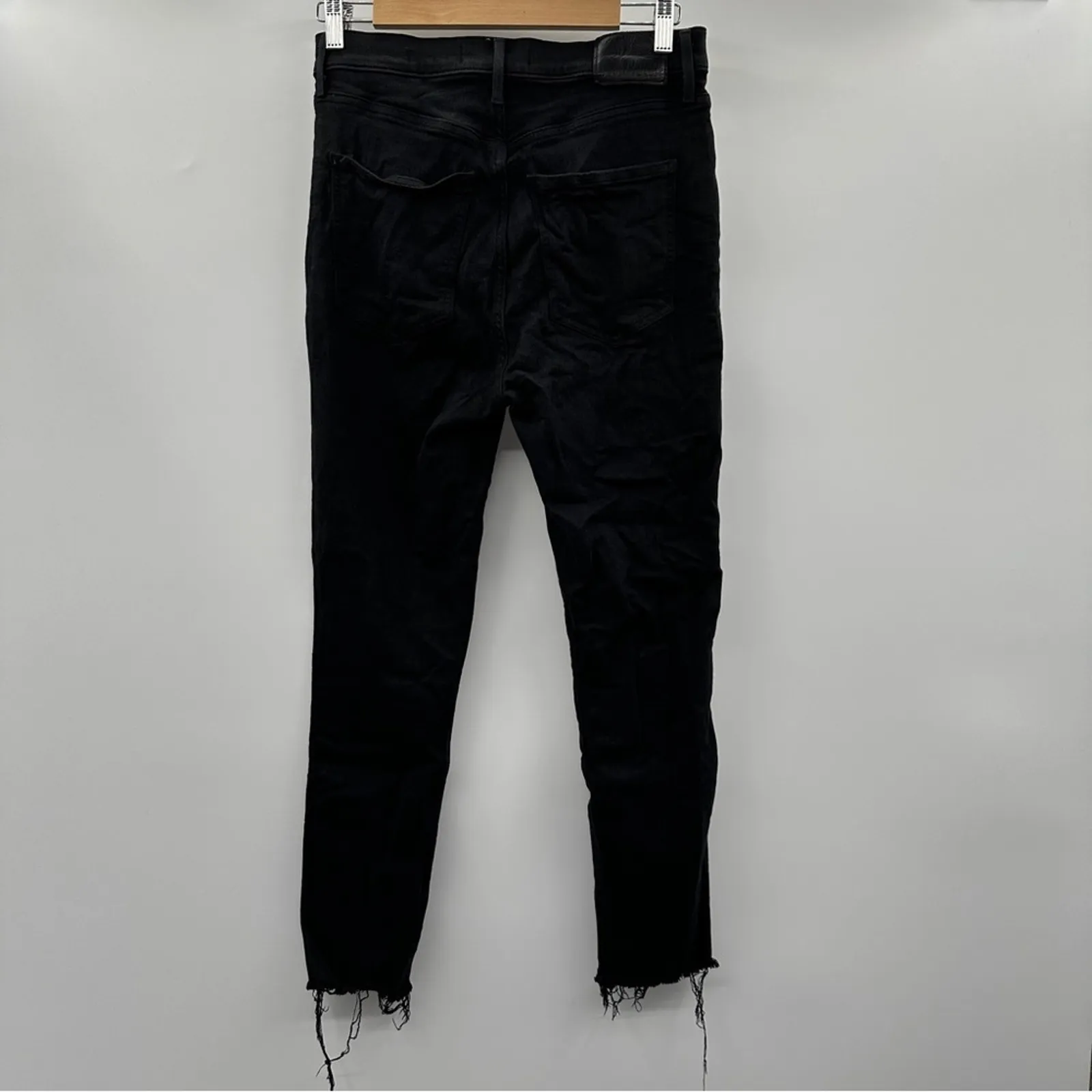 Denim Forum The Lola High Rise Skinny Crop Raw Hem Jeans Size‎ 29 Black - Image 4