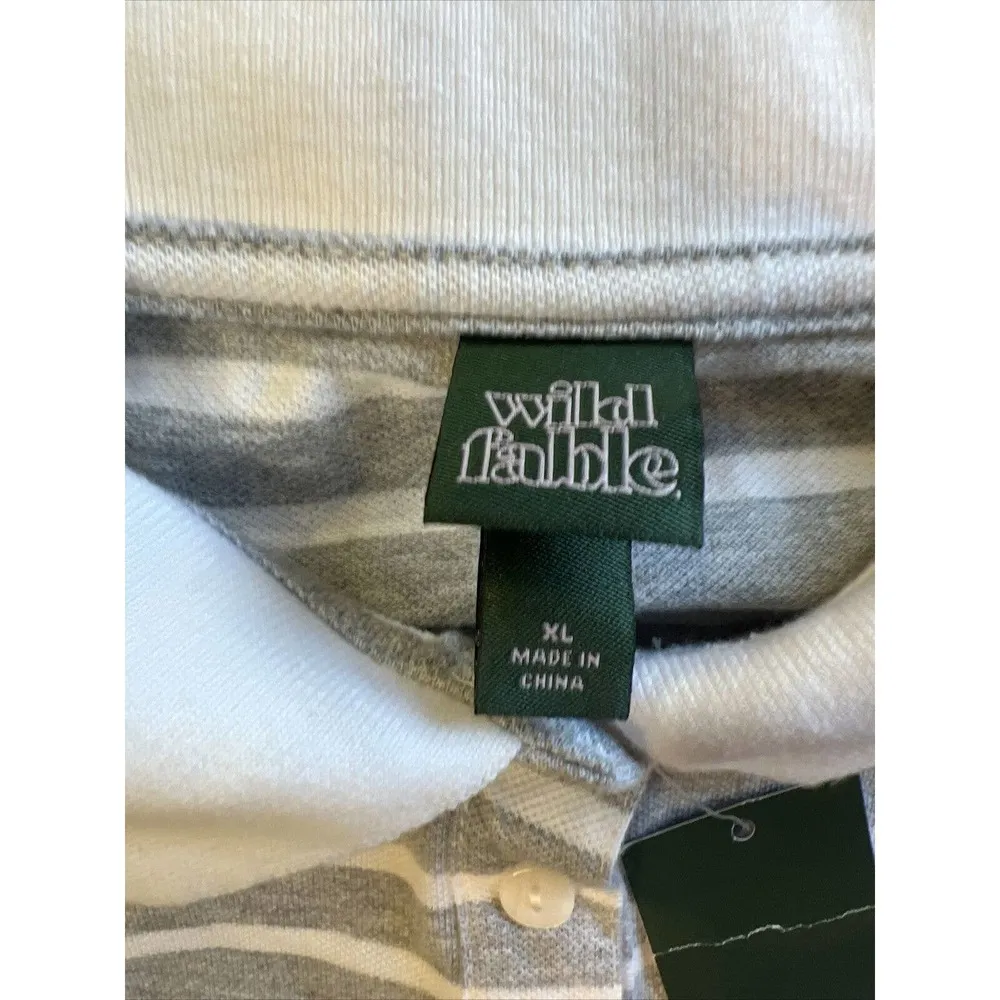 Short Sleeve Boxy Cropped Polo T-Shirt Gray Striped Women’s XL NWT - Image 6