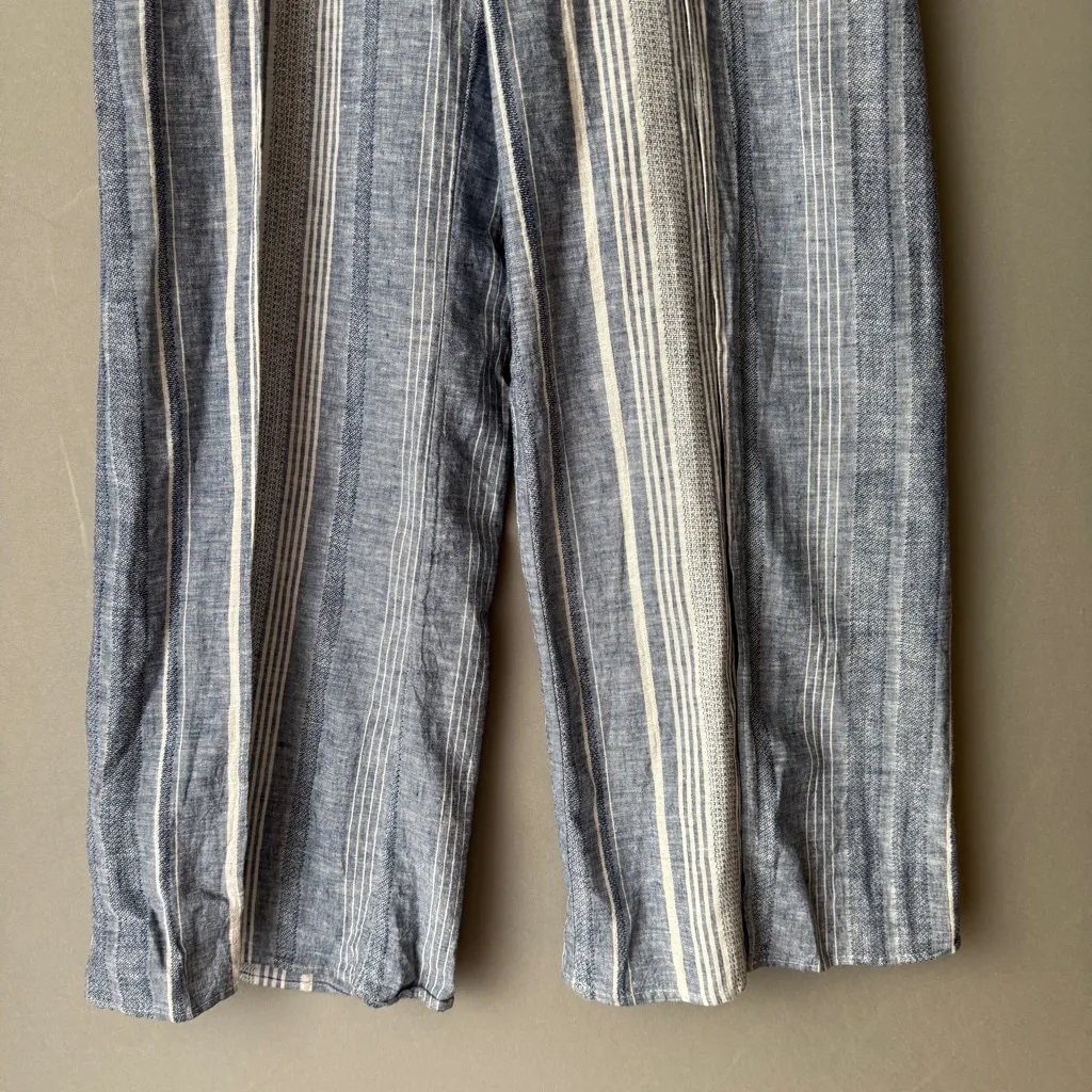 Express sz S blue white striped linen wide leg pants NWT‎ - Image 3