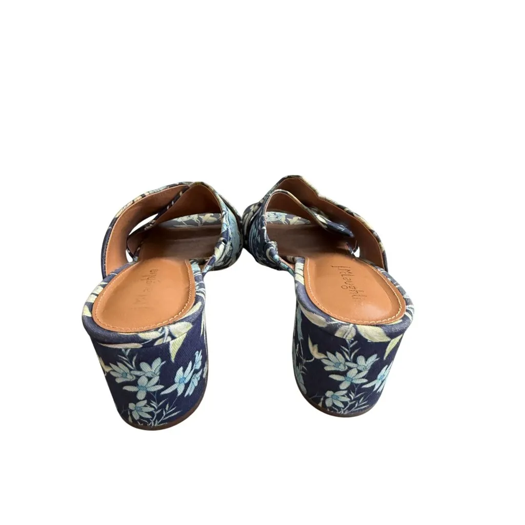 MCLAUGHLIN Blue White Floral Sandals Heels 7 - Image 5